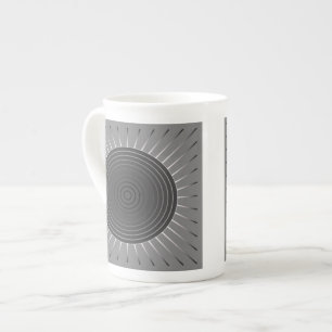 Modern Geometric Sunburst - Dark Hematite Grey Bone China Mug
