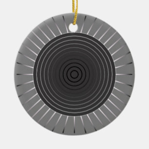 Modern Geometric Sunburst - Dark Hematite Grey Ceramic Ornament