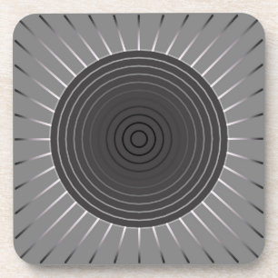 Modern Geometric Sunburst - Dark Hematite Grey Coaster