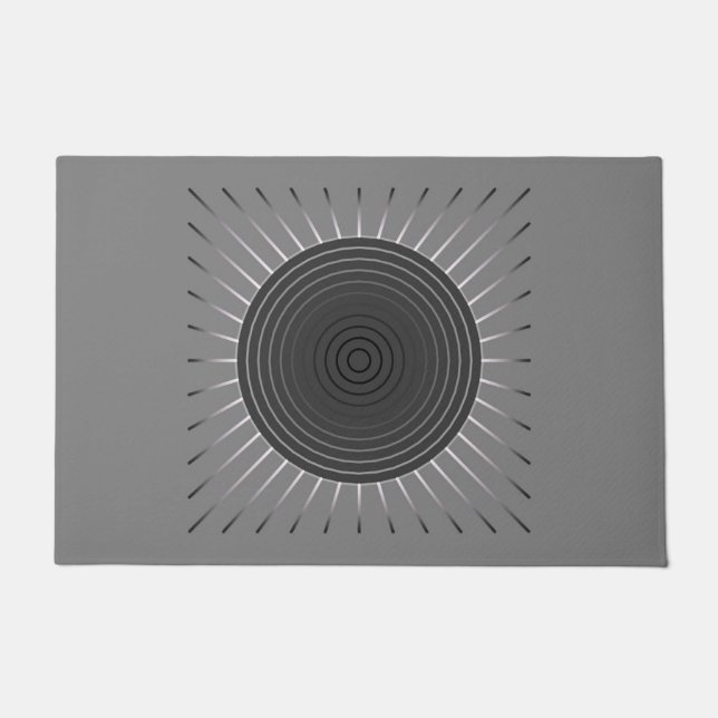 Modern Geometric Sunburst - Dark Hematite Grey Doormat (Front)