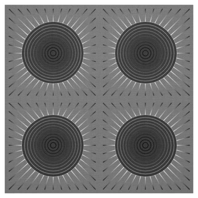 Modern Geometric Sunburst - Dark Hematite Grey Fabric (Swatch)