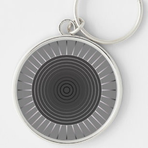 Modern Geometric Sunburst - Dark Hematite Grey Keychain