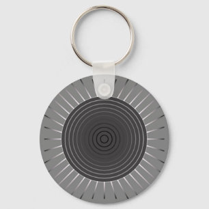Modern Geometric Sunburst - Dark Hematite Grey Keychain