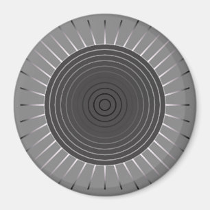 Modern Geometric Sunburst - Dark Hematite Grey Magnet