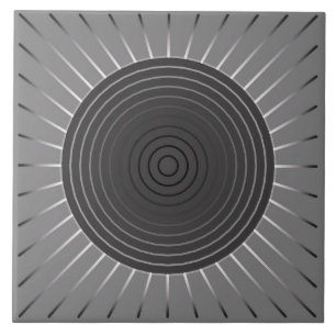 Modern Geometric Sunburst - Dark Hematite Grey Tile