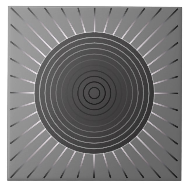 Modern Geometric Sunburst - Dark Hematite Grey Tile (Front)
