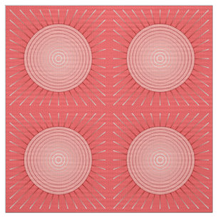 Modern Geometric Sunburst - Deep Coral Pink Fabric