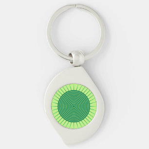 Modern Geometric Sunburst - Emerald Green and Lime Keychain
