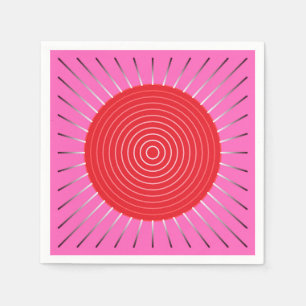Modern Geometric Sunburst - Fuchsia and Red Napkin