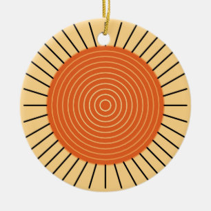 Modern Geometric Sunburst - Mandarin Orange Ceramic Ornament