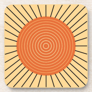 Modern Geometric Sunburst - Mandarin Orange Coaster
