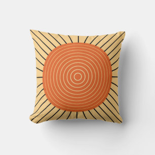 Modern Geometric Sunburst - Mandarin Orange Throw Pillow