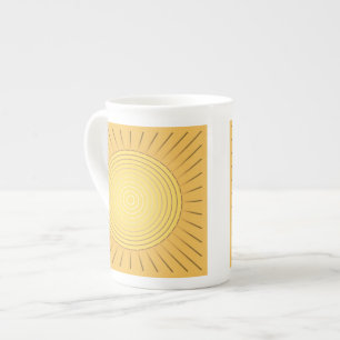 Modern Geometric Sunburst - Mustard Gold / Yellow Bone China Mug