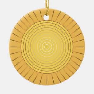 Modern Geometric Sunburst - Mustard Gold / Yellow Ceramic Ornament