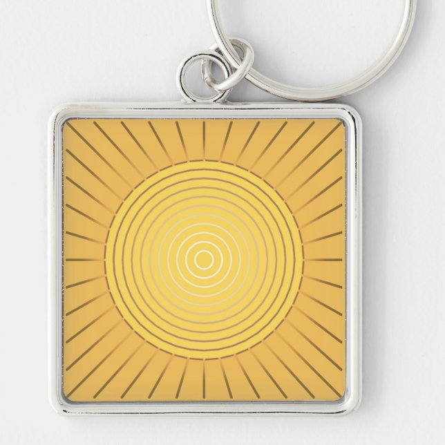 Modern Geometric Sunburst - Mustard Gold / Yellow Keychain (Front)