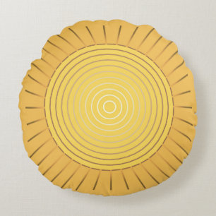 Modern Geometric Sunburst - Mustard Gold / Yellow Round Pillow