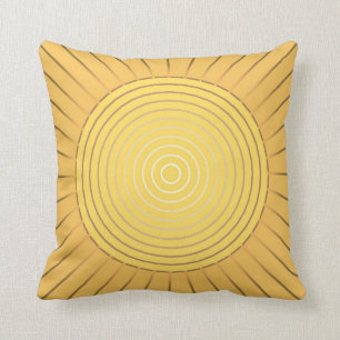 Modern Geometric Sunburst - Mustard Gold / Yellow Throw Pillow