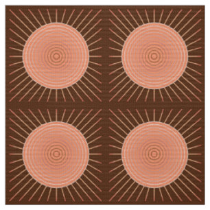Modern Geometric Sunburst - Peach and Brown Fabric