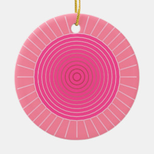 Modern Geometric Sunburst - Shades of Coral Pink Ceramic Ornament