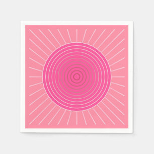 Modern Geometric Sunburst - Shades of Coral Pink Napkin