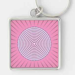 Modern Geometric Sunburst - Shades of Pink Keychain