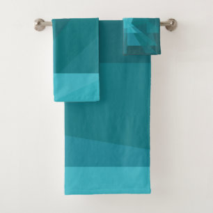 Modern Geometric Teal Colour Design_Abstract Bath Towel Set