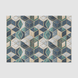 Modern Geometric Teal & Gold Abstract Pattern Tissue Paper