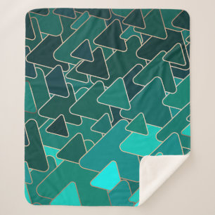 Modern Geometric Teal Triangle  Sherpa Blanket