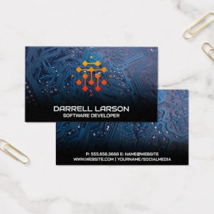 Modern Geometric Tech Logo   Blue Circuit Board 