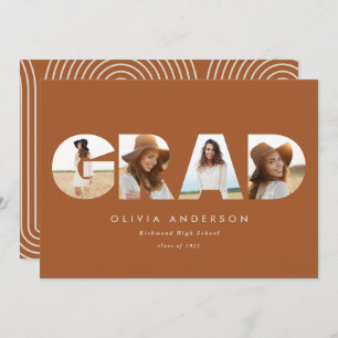 Modern geometric terracotta multi photo graduation