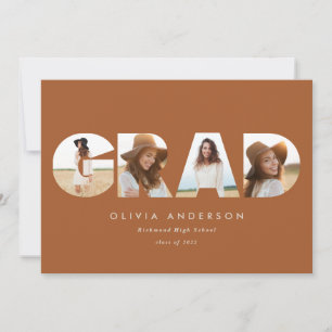Modern geometric terracotta multi photo graduation announcement