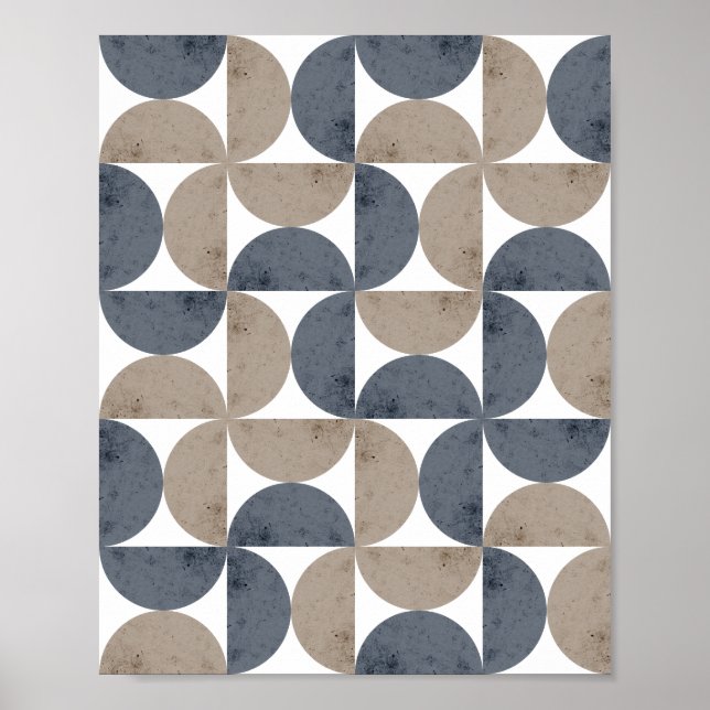 Modern Geometric Textured Half-Moon Mid Century  Poster (Front)