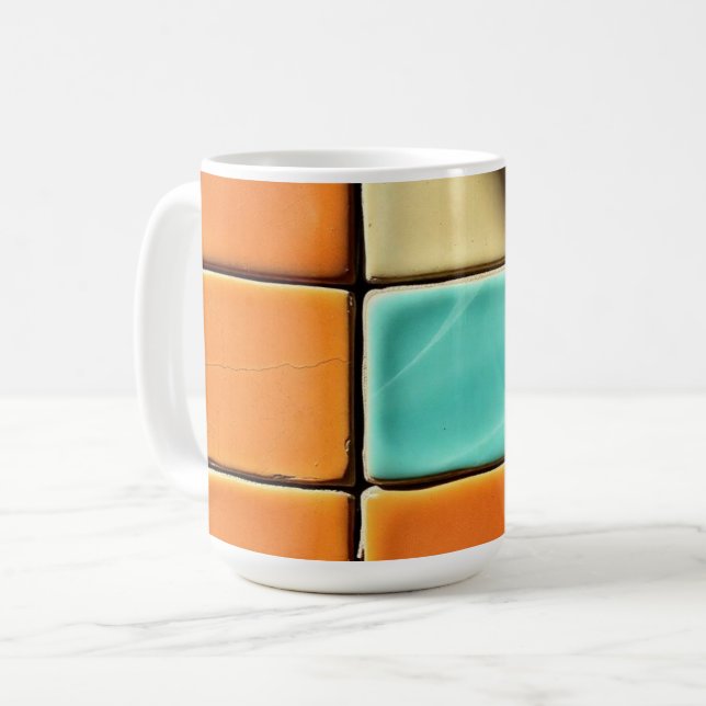 Modern Geometric Tile Pattern Design Coffee Mug (Front Left)