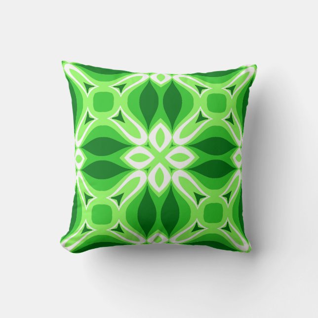 Modern Geometric Tile Pattern Emerald Green Throw Pillow (Front)