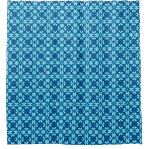 Modern Geometric Tile Pattern Shades of Denim Blue