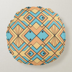 modern geometric tiles pattern. Abstract art deco Round Pillow