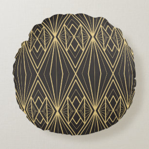 Modern geometric tiles pattern round pillow