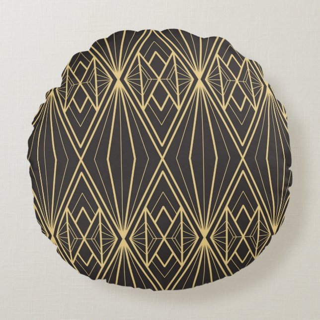 Modern geometric tiles pattern round pillow (Front)