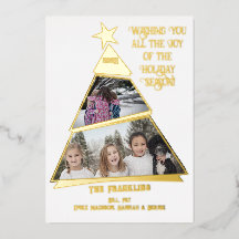Modern Geometric Tilted Tree Photo Card Real Foil