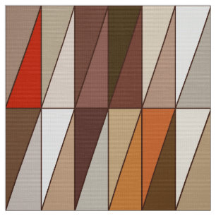 Modern Geometric Triangles, Beige, Brown, Red Fabric