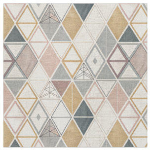 Modern Geometric Triangles & Diamonds Abstract Art Fabric