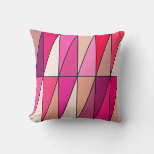 Modern Geometric Triangles, Violet, Pink and Beige Throw Pillow