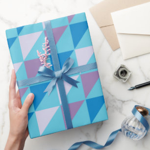 Modern Geometric, Triangular blue purple Wrapping Paper
