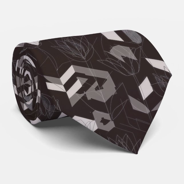 Modern Geometric Tulip Line Art (2) Tie (Rolled)