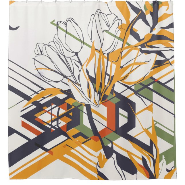Modern Geometric Tulip Line Art Pattern (2) (Front)