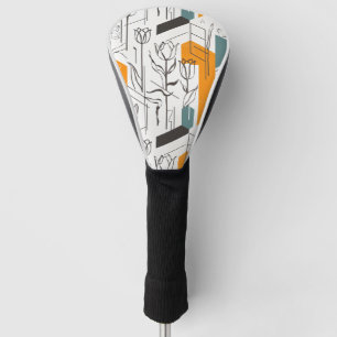 Modern Geometric Tulip Line Art Pattern Golf Head Cover