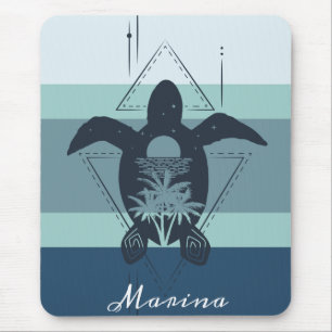 Modern Geometric Turtle Personalized Mouse Pad