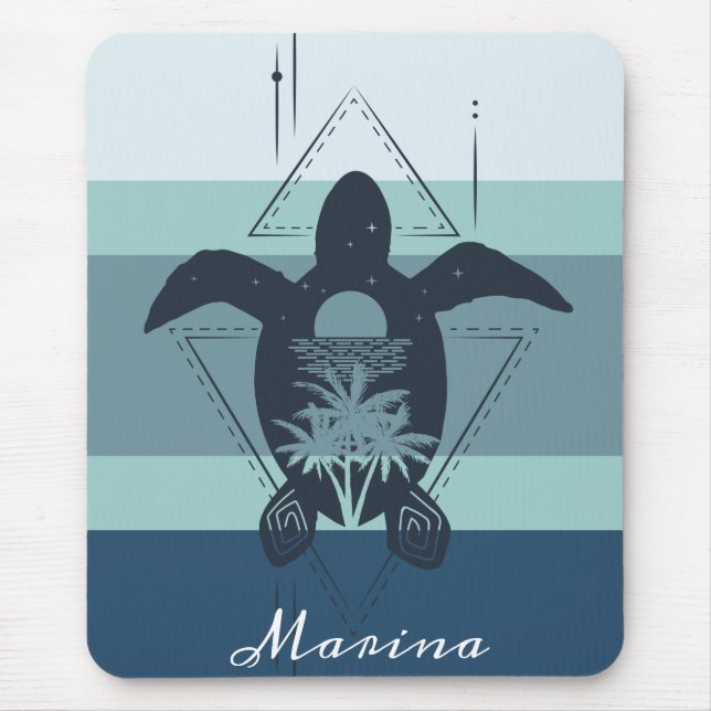 Modern Geometric Turtle Personalized Mouse Pad (Front)