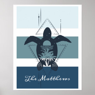 Modern Geometric Turtle Personalized Poster