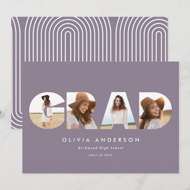 Modern geometric typography multi photo graduation (Front/Back)